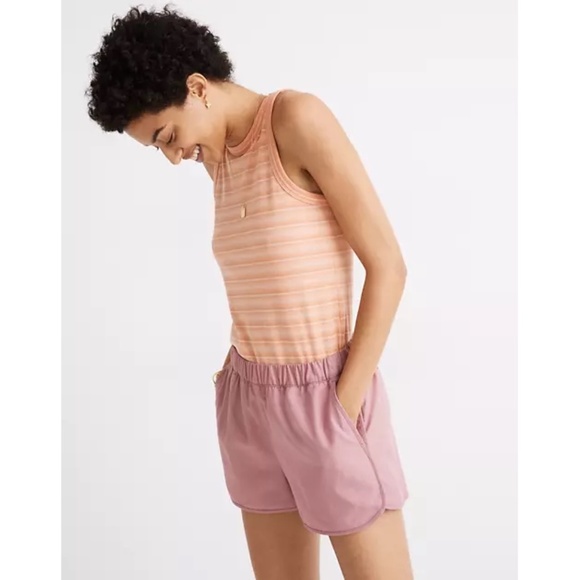 Madewell | NWT Peach Striped Ribbed Slim Fitted Basic Comfy Classic Tank Top - Picture 2 of 10